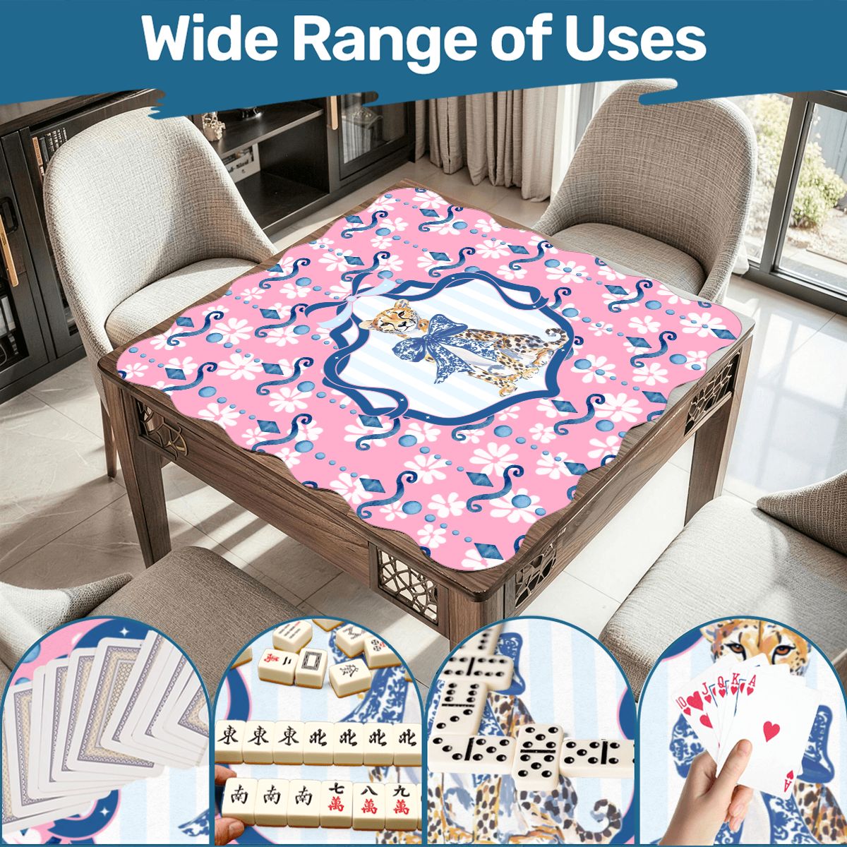 Charleston Cheetah Dainty Pink Scalloped Mahjong