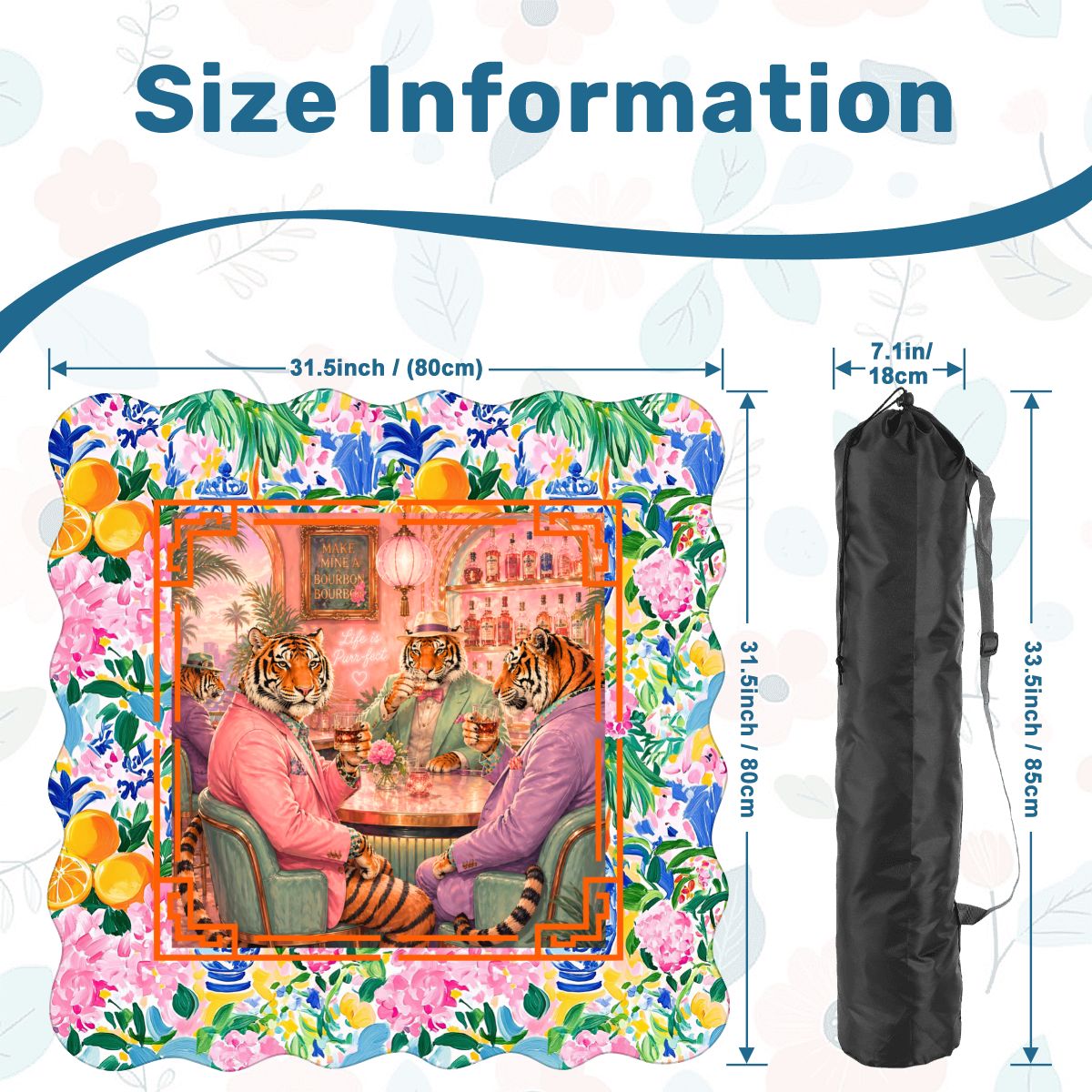 Bourbon And Tigers Oh My Chinoiserie Scalloped Mahjong Mat