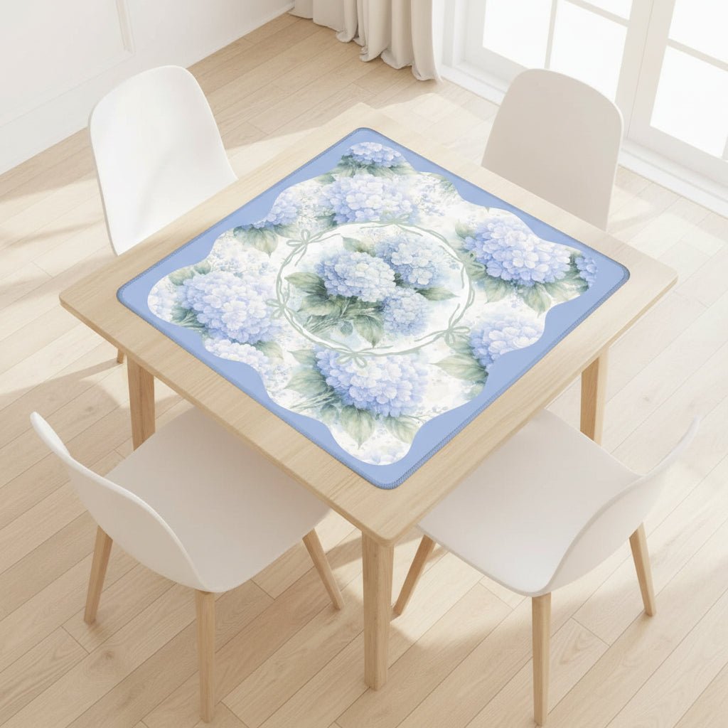 Baby Blue Floral Hydrangea Mahjong Mat