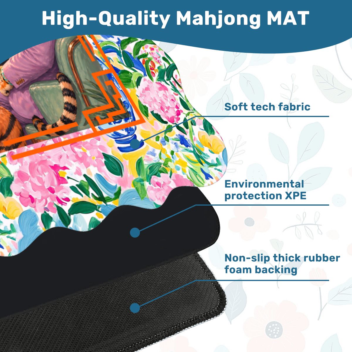 Bourbon And Tigers Oh My Chinoiserie Scalloped Mahjong Mat