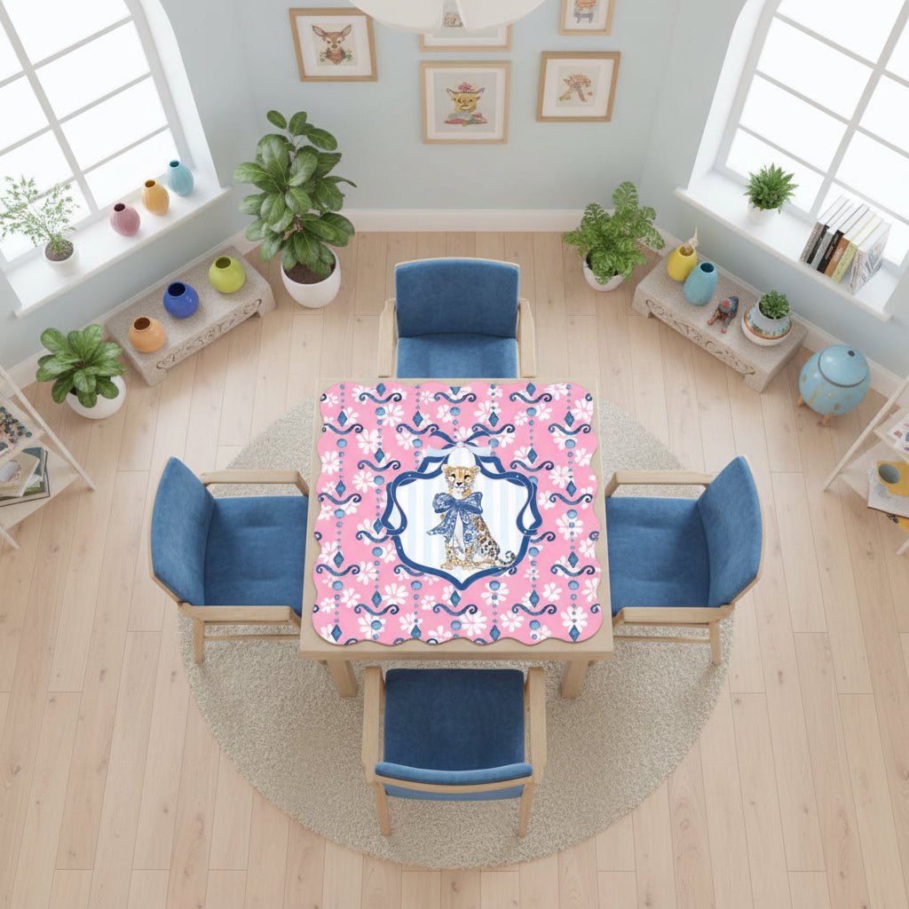 Charleston Cheetah Dainty Pink Scalloped Mahjong
