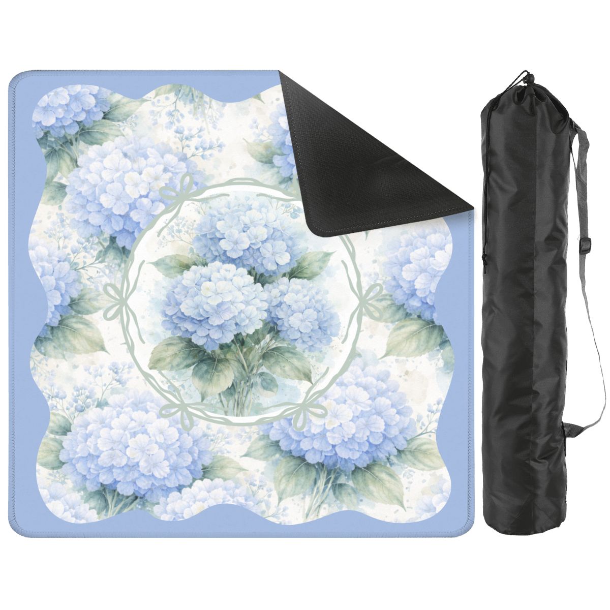 Baby Blue Floral Hydrangea Mahjong Mat